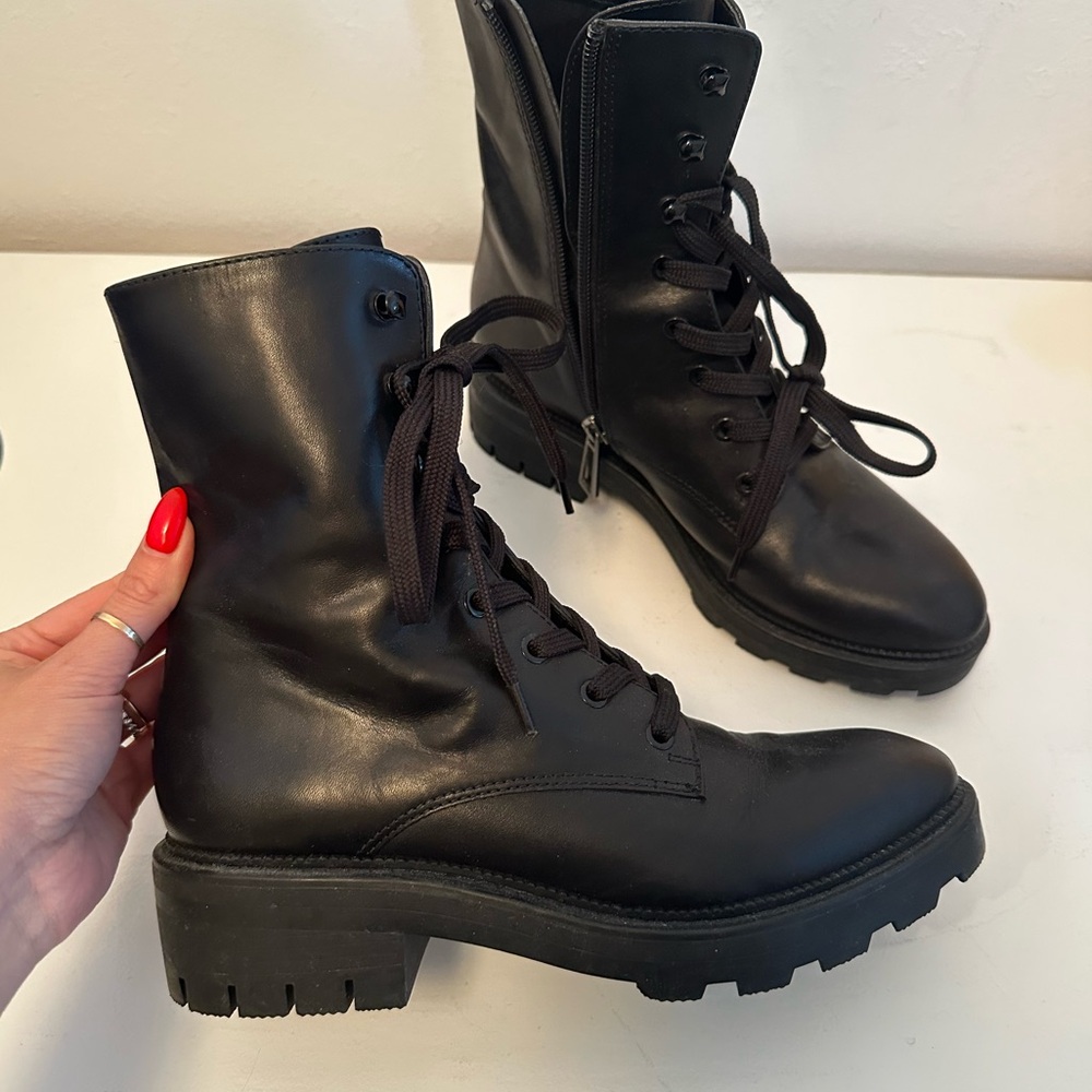 Dolce Vita Black Leather Combat Boots
